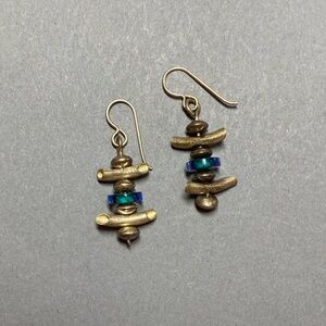 Artisan sterling silver art glass dangle earrings